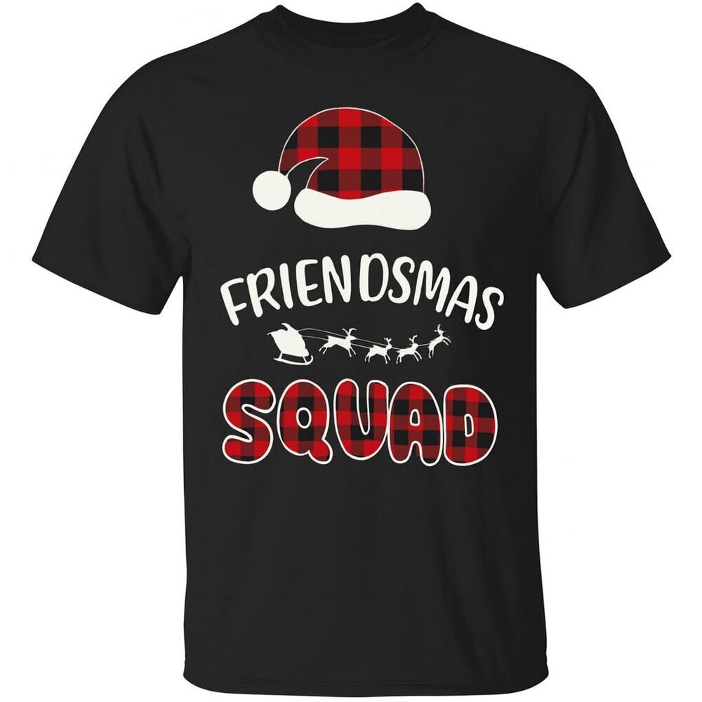 Friendsmas Squad Holiday T-Shirt | Santa Hat Graphic Tee | Port & Company | XL N